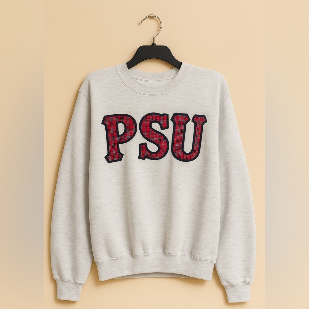 Vintage Penn State Gray Crewneck Women’s XL H.L. Miller Gold Plaid Letters - Picture 1 of 4